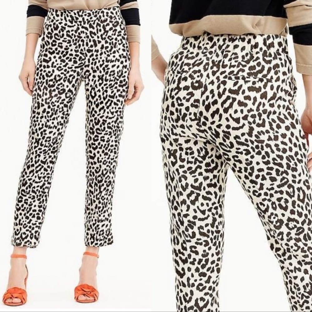 NEW J. Crew Easy Pants Leopard Print‎ Size 8